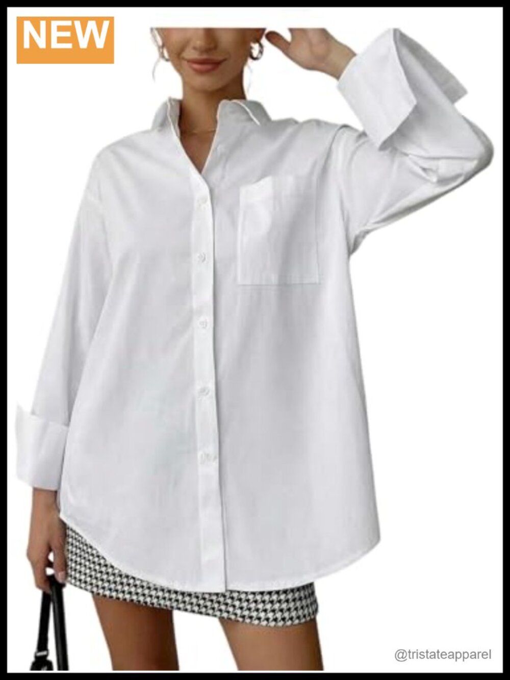 Women's Long Sleeve Tunic Shirt Button Down Loose Fit Work Blouse
